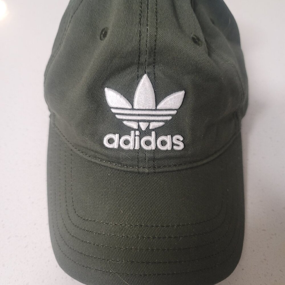 Adidas Trefoil Dark Green Embroidered Adjustable Cap Hat Pre-Owned Excellent